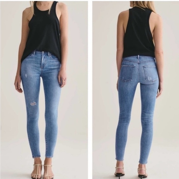 Agolde Sophie Mid Rise Ankle Jeans light wash, size 27 - Picture 1 of 8